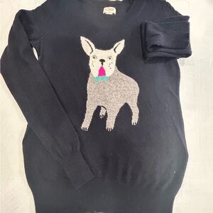 J. Crew Adorable Black Preppy Sweater with Dog Graphic Women/Youth